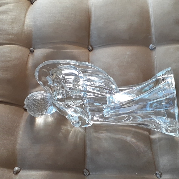 Vintage heavy pressed glass angel candle holder. - Picture 3 of 6